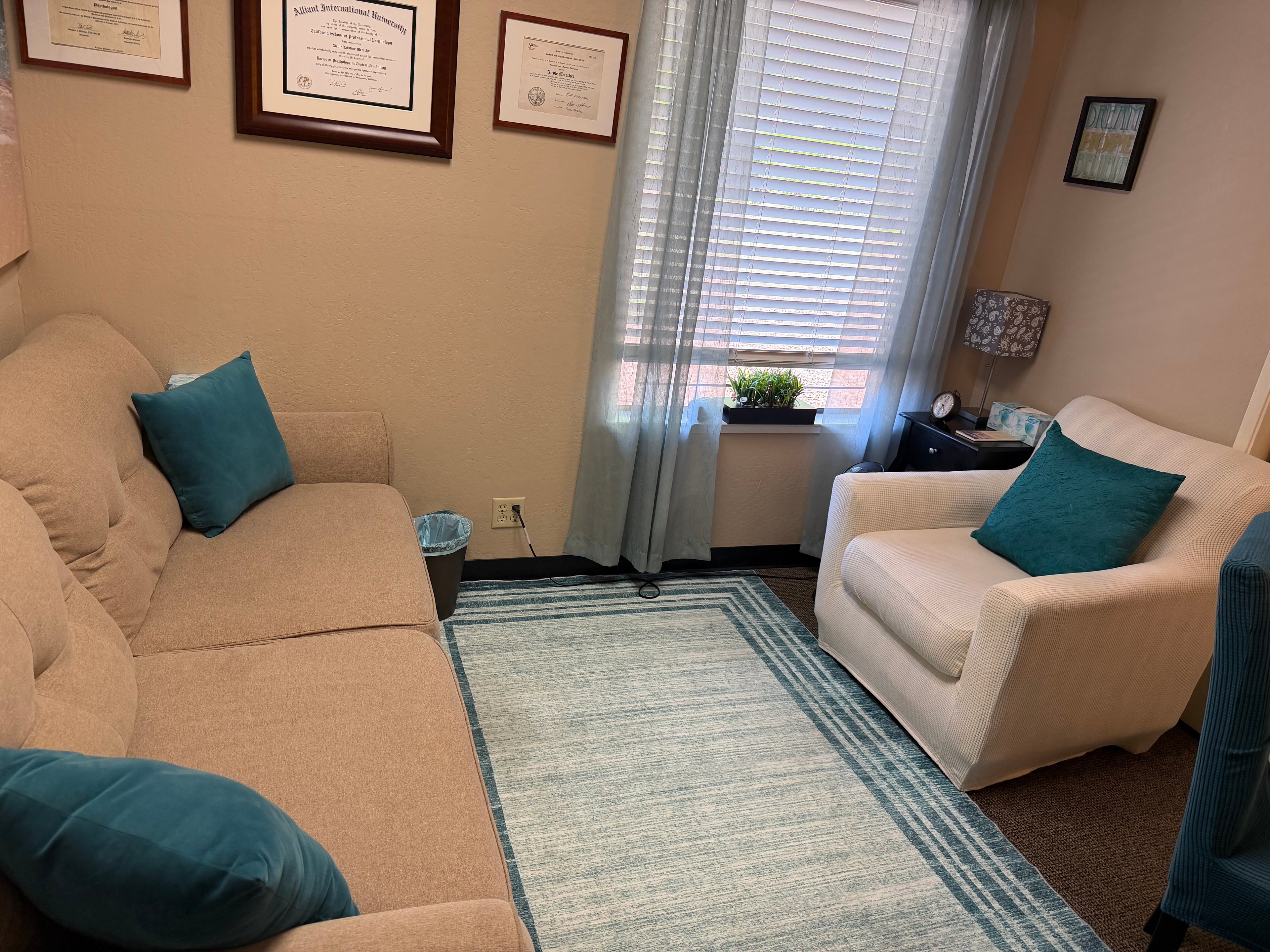 Welcoming office waiting room with comfortable seating